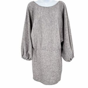 Blush Boutique Grey Long Bishop Sleeve Sweatshirt Pullover Dress Women's Small